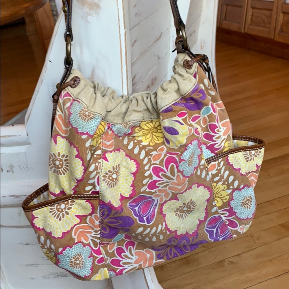 Fossil Drawstring Canvas Shoulder Bag - image 1